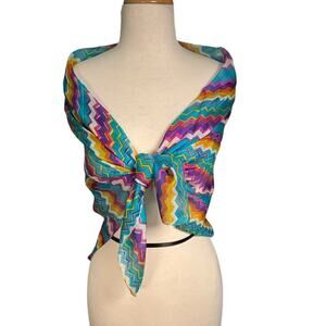 Festival Boho Raj 100% Large Silk Scarf Colorful Fun Classic  One Size NWT